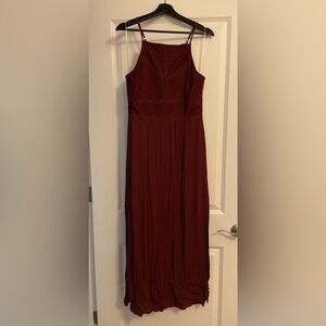 Maroon Sleeveless Maxi Dress